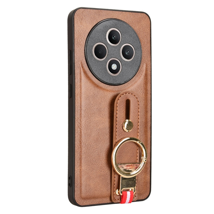 For OPPO Reno12 F 5G Wristband Leather Back Phone Case