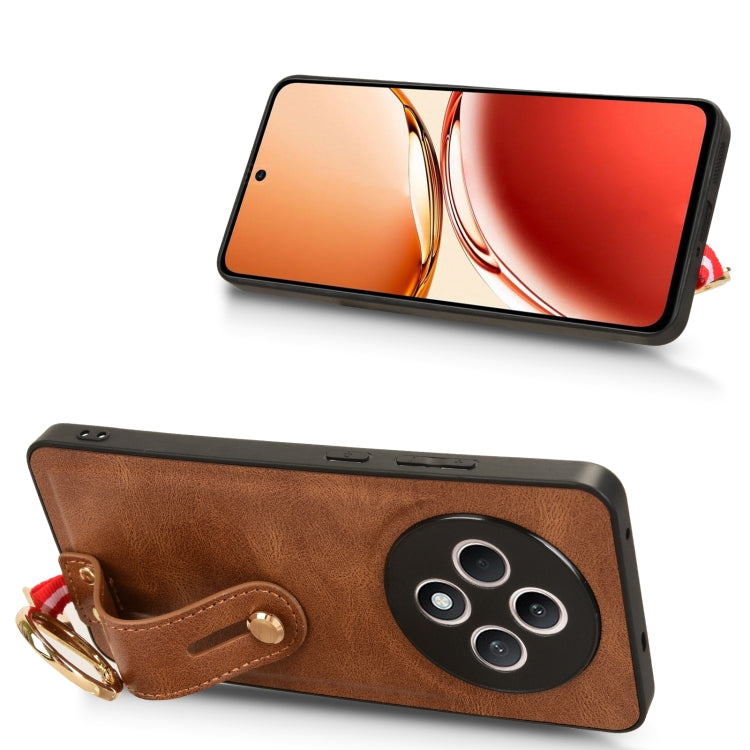 For OPPO Reno12 F 5G Wristband Leather Back Phone Case