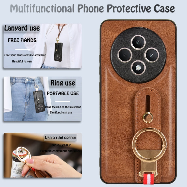 For OPPO Reno12 F 5G Wristband Leather Back Phone Case