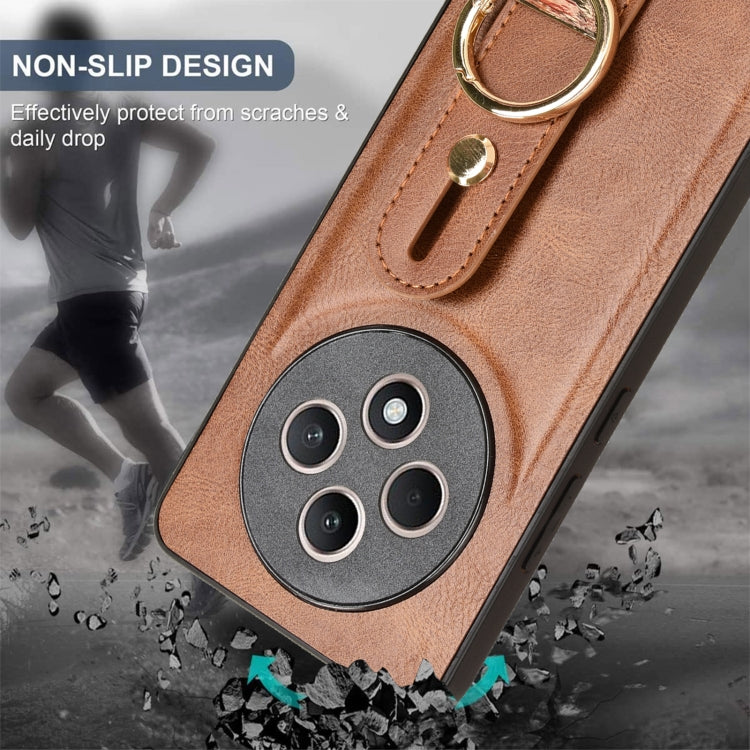 For OPPO Reno12 F 5G Wristband Leather Back Phone Case