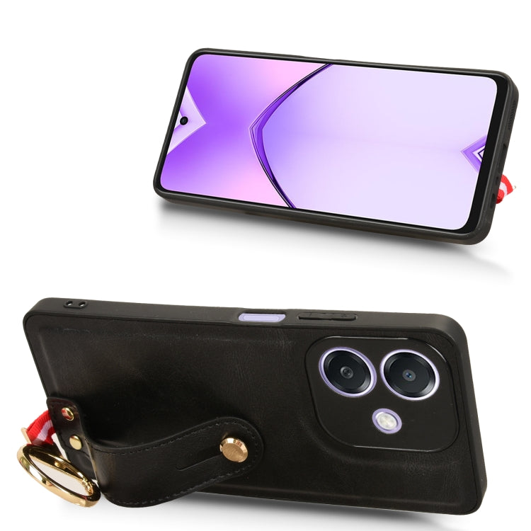 For OPPO A3x 5G Wristband Leather Back Phone Case