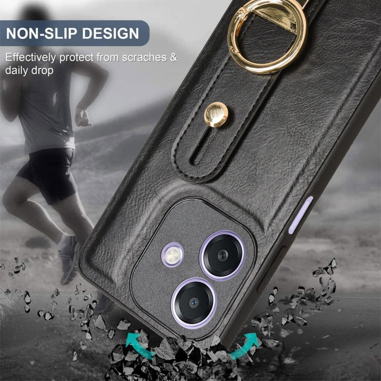 For OPPO A3x 5G Wristband Leather Back Phone Case