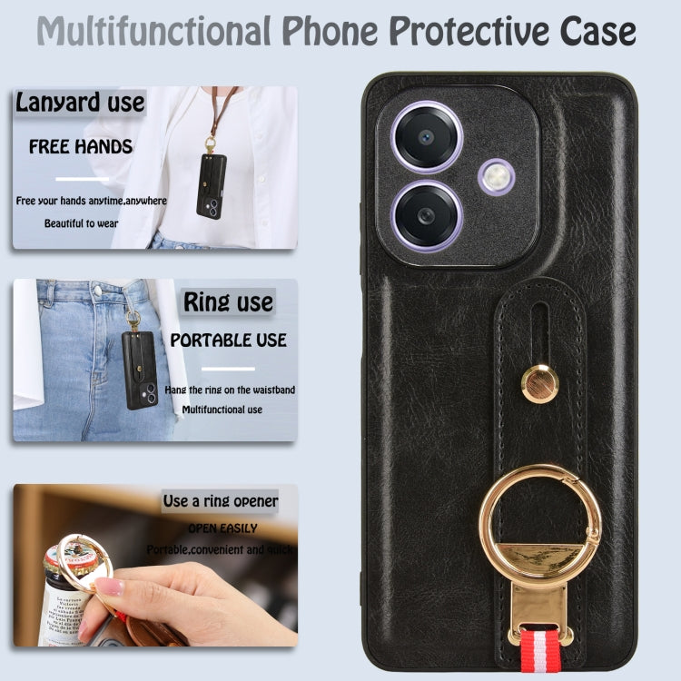For OPPO A3x 5G Wristband Leather Back Phone Case