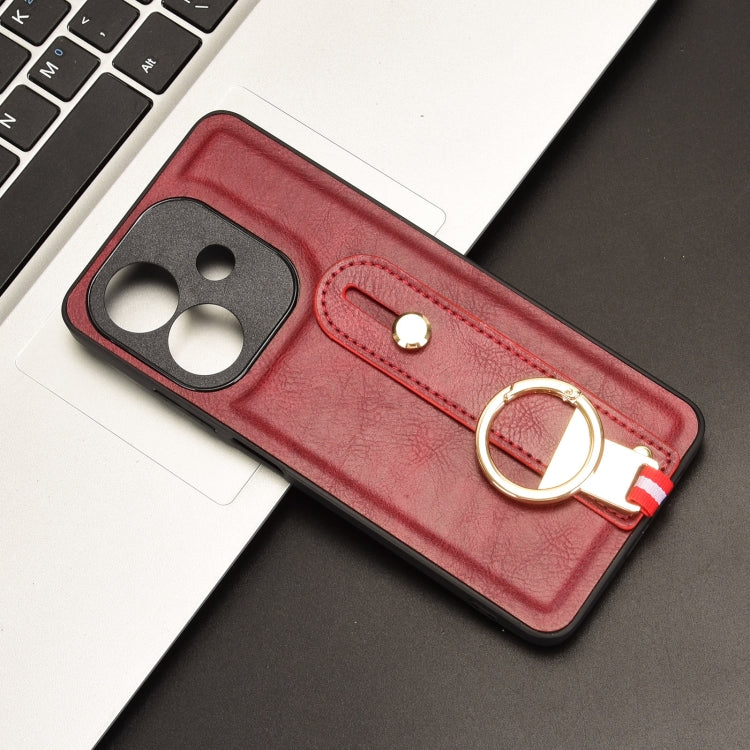 For OPPO A3x 5G Wristband Leather Back Phone Case