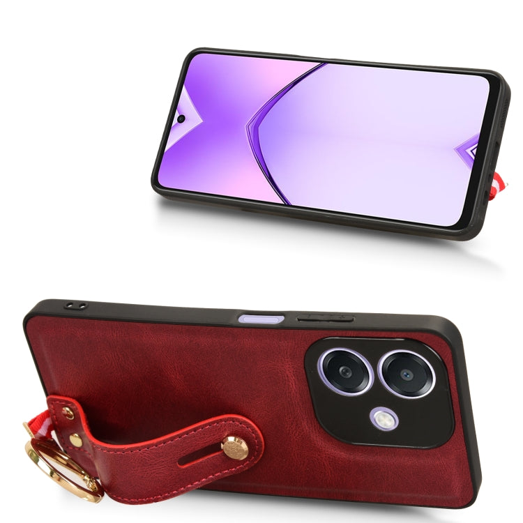For OPPO A3x 5G Wristband Leather Back Phone Case