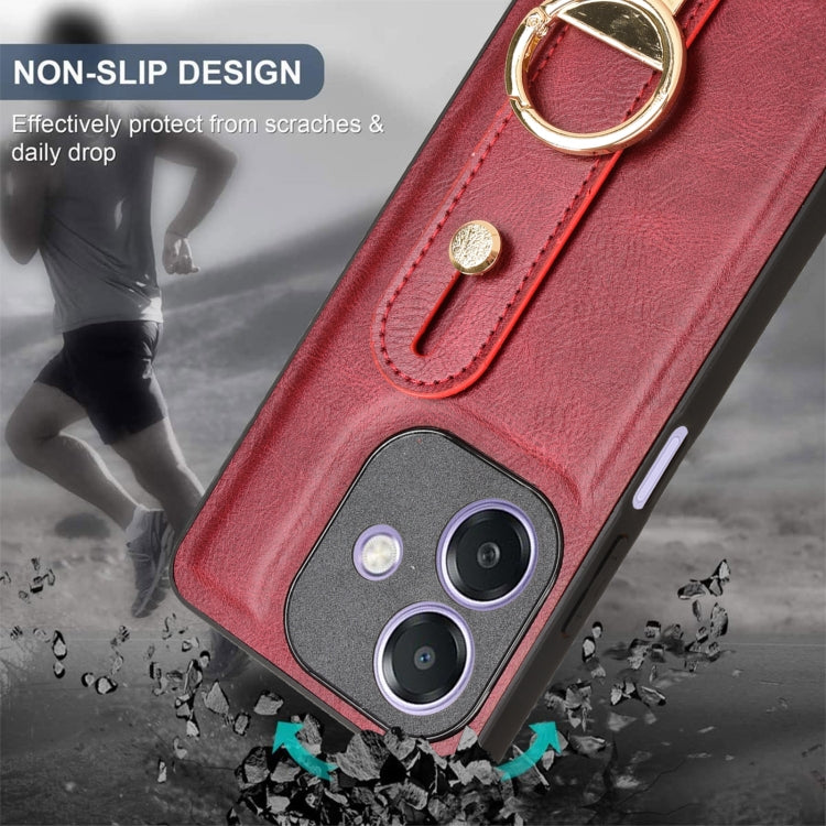 For OPPO A3x 5G Wristband Leather Back Phone Case
