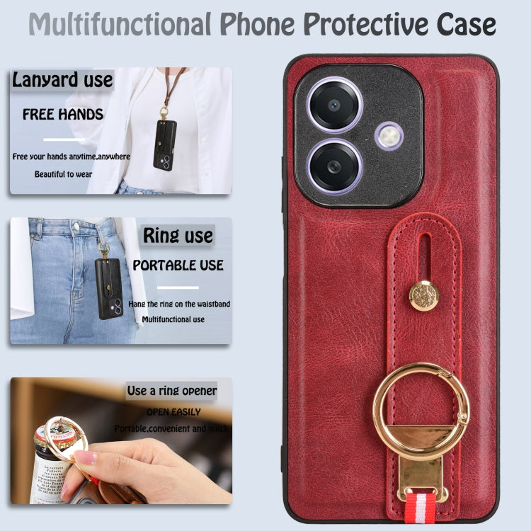 For OPPO A3x 5G Wristband Leather Back Phone Case