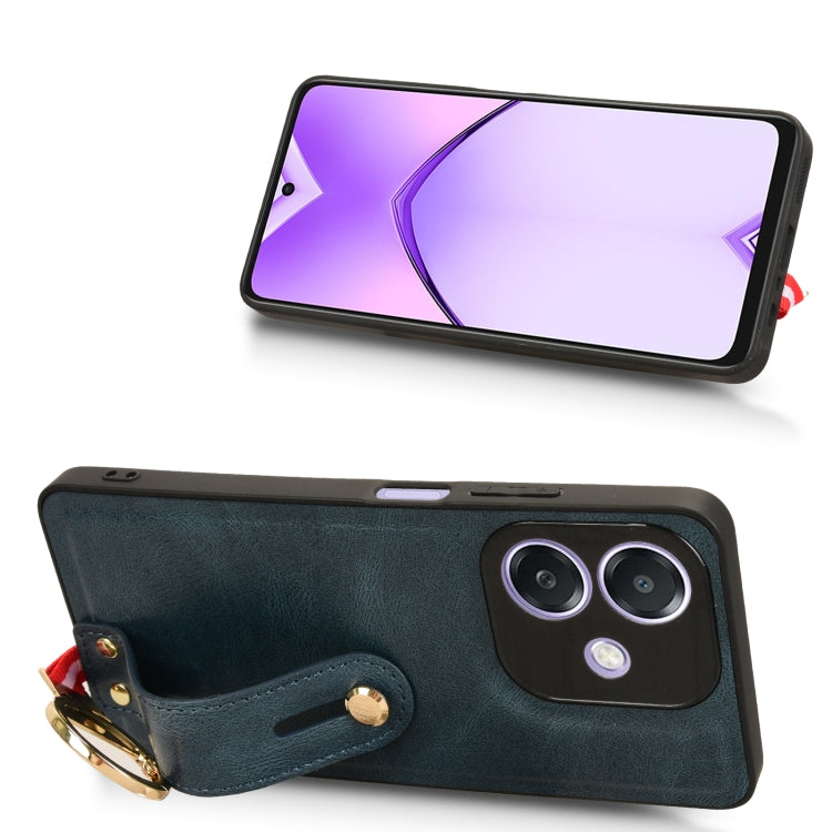 For OPPO A3x 5G Wristband Leather Back Phone Case