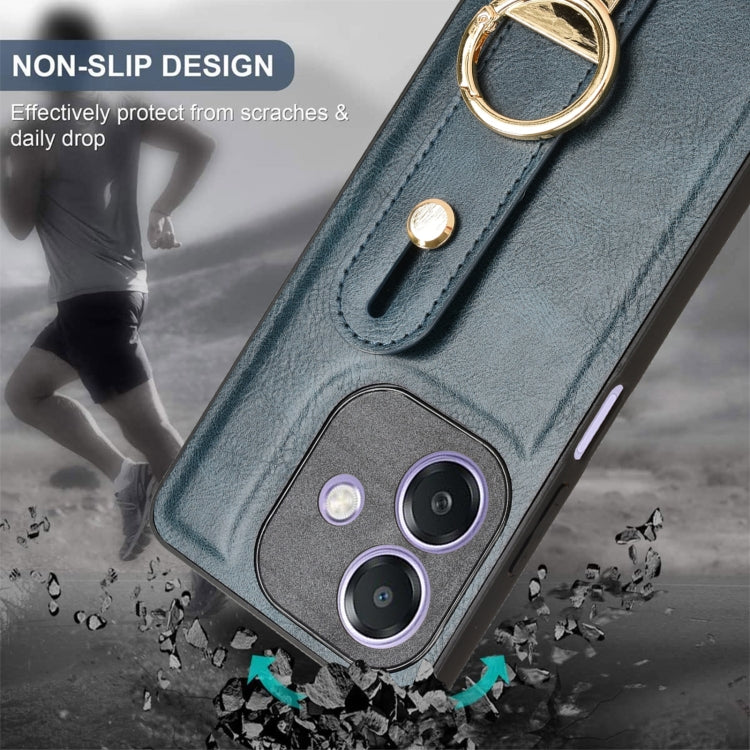 For OPPO A3x 5G Wristband Leather Back Phone Case