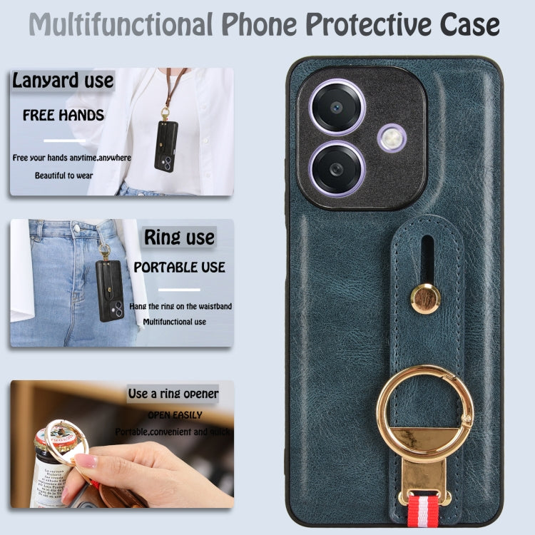 For OPPO A3x 5G Wristband Leather Back Phone Case