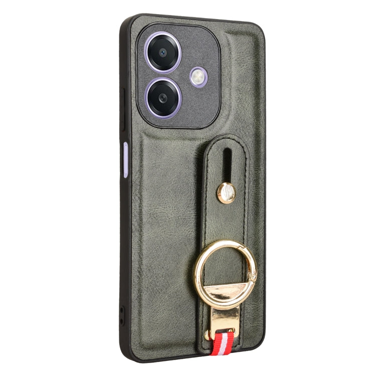 For OPPO A3x 5G Wristband Leather Back Phone Case
