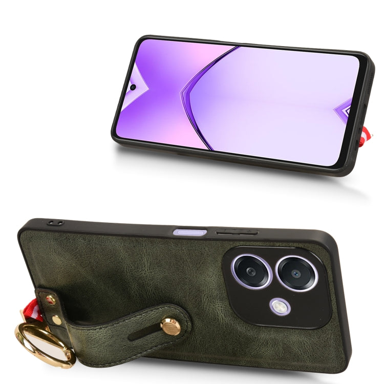 For OPPO A3x 5G Wristband Leather Back Phone Case