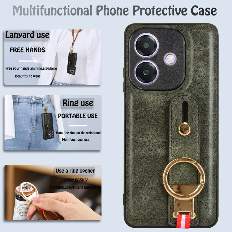 For OPPO A3x 5G Wristband Leather Back Phone Case