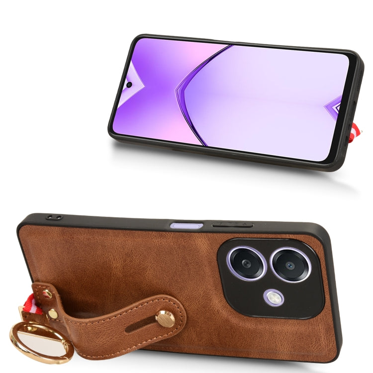 For OPPO A3x 5G Wristband Leather Back Phone Case