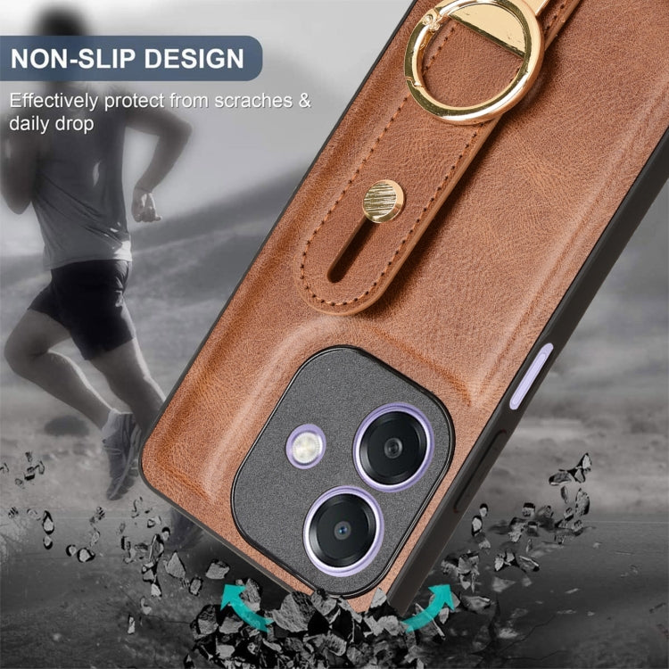 For OPPO A3x 5G Wristband Leather Back Phone Case
