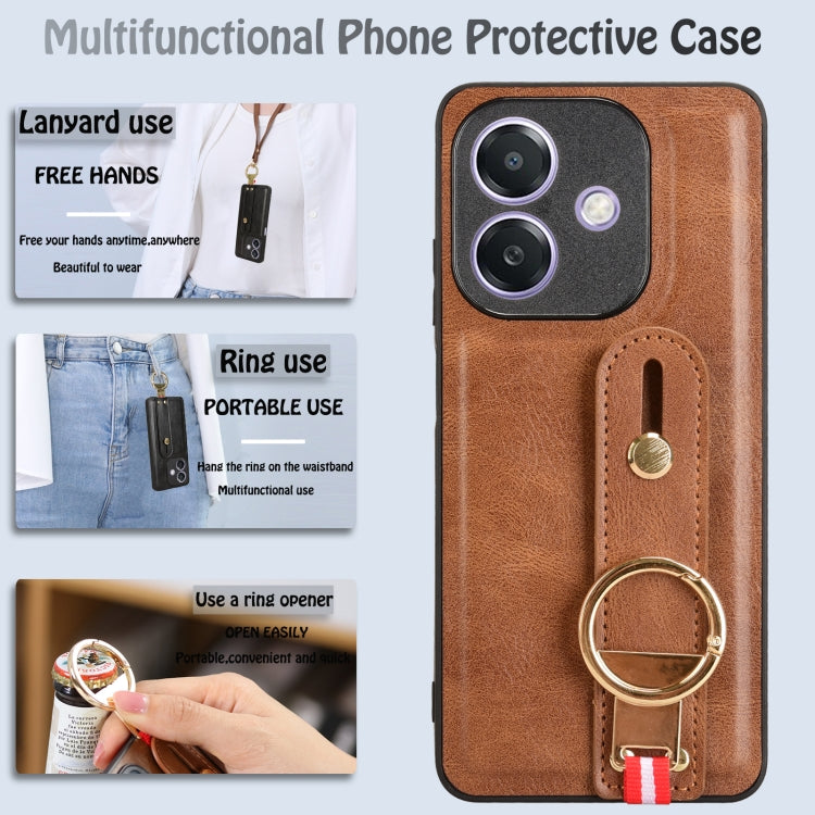 For OPPO A3x 5G Wristband Leather Back Phone Case