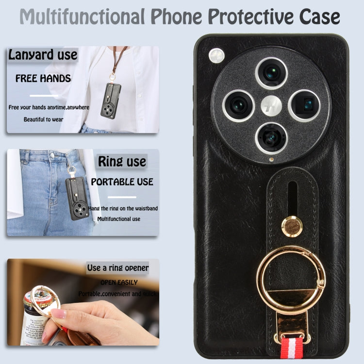 For OPPO Find X8 Pro Wristband Leather Back Phone Case