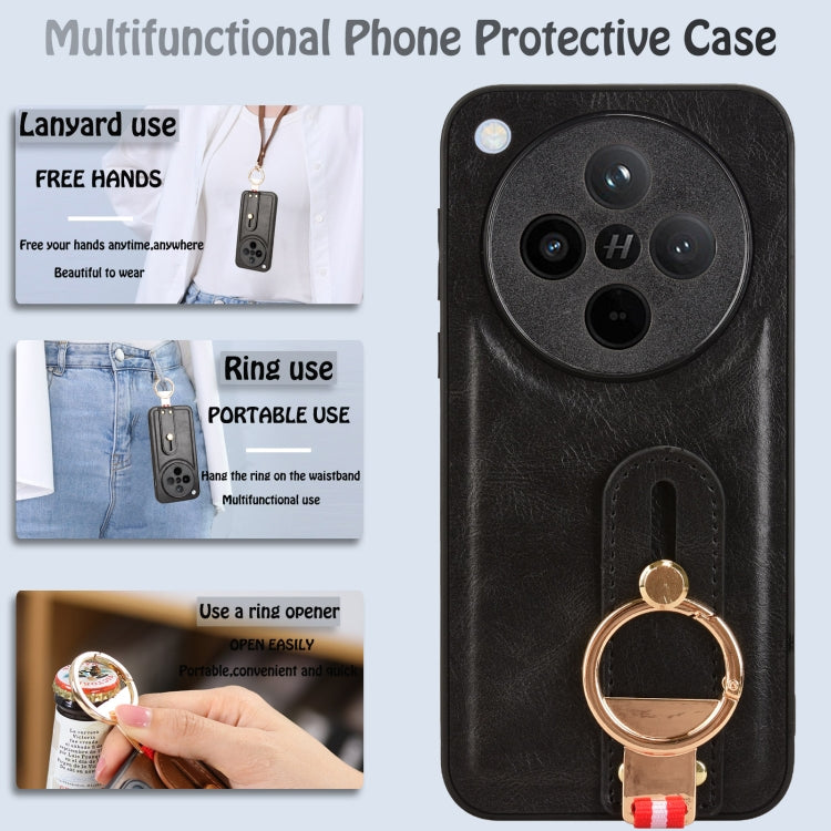 For OPPO Find X8 Wristband Leather Back Phone Case