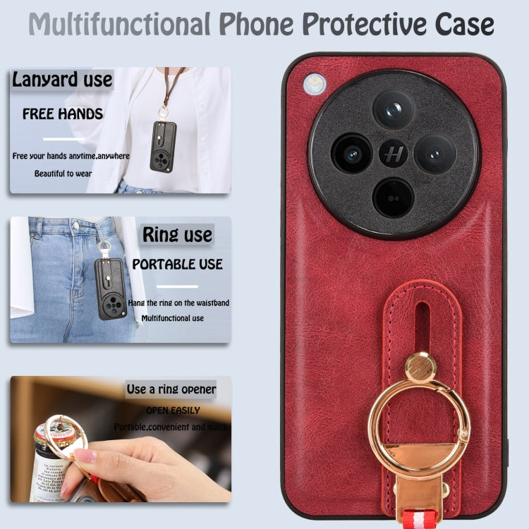 For OPPO Find X8 Wristband Leather Back Phone Case