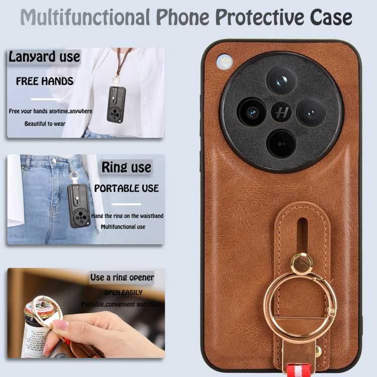 For OPPO Find X8 Wristband Leather Back Phone Case