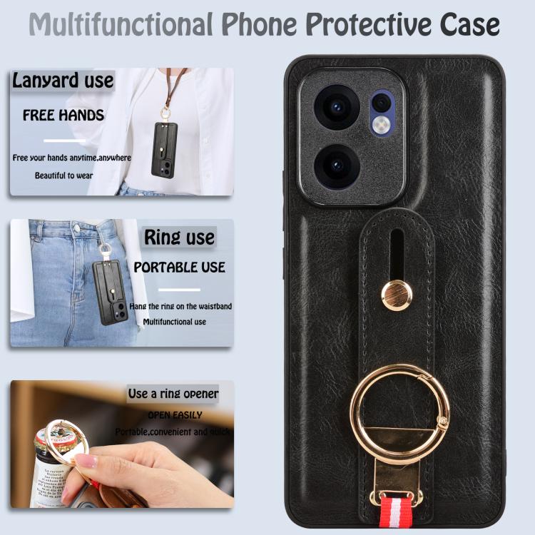 For OPPO Reno13 F 5G Wristband Leather Back Phone Case