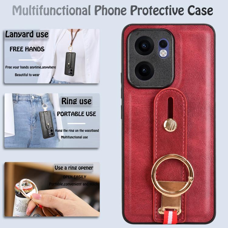 For OPPO Reno13 F 5G Wristband Leather Back Phone Case