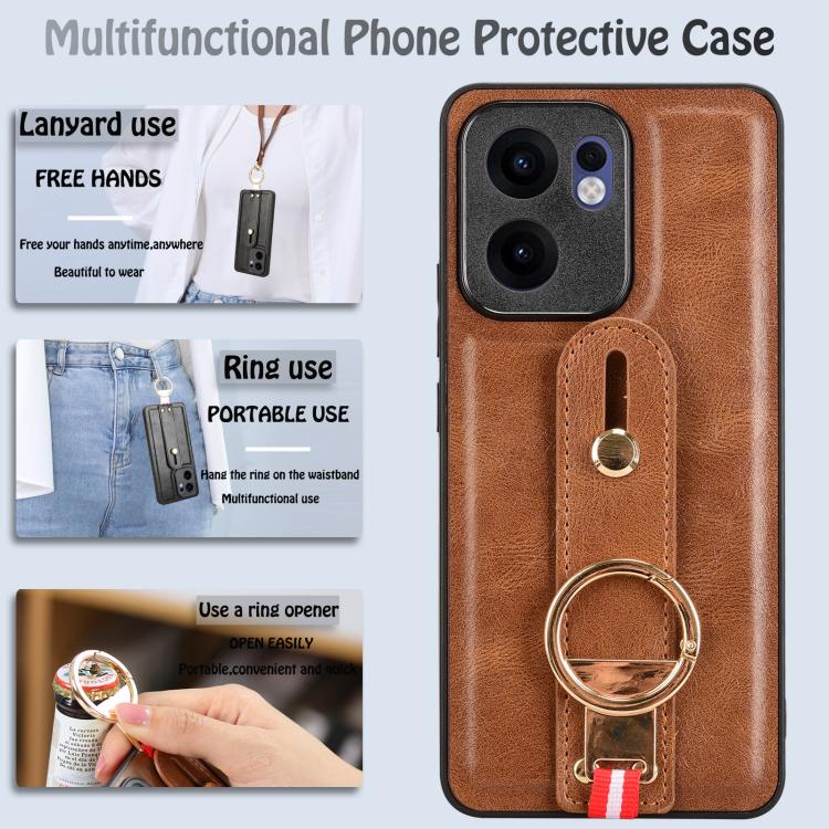 For OPPO Reno13 F 5G Wristband Leather Back Phone Case