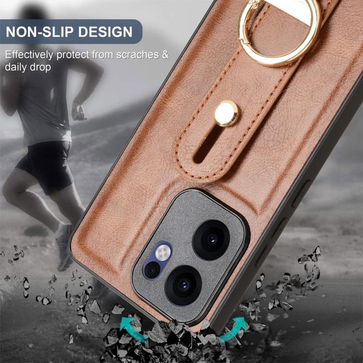 For OPPO Reno13 F 5G Wristband Leather Back Phone Case