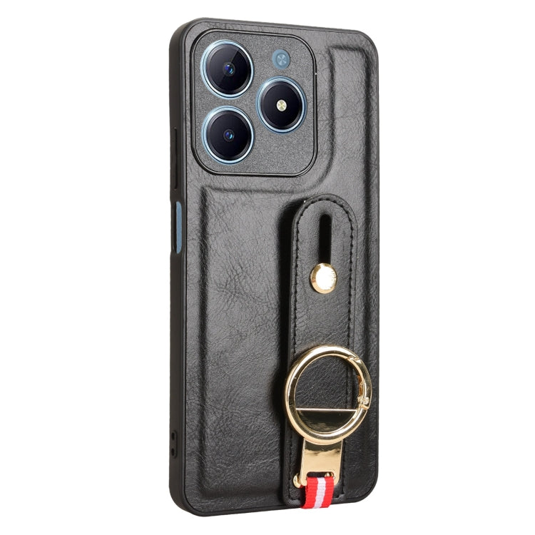 For Realme C63 4G / C61 4G Wristband Leather Back Phone Case