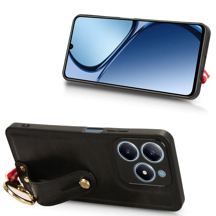 For Realme C63 4G / C61 4G Wristband Leather Back Phone Case