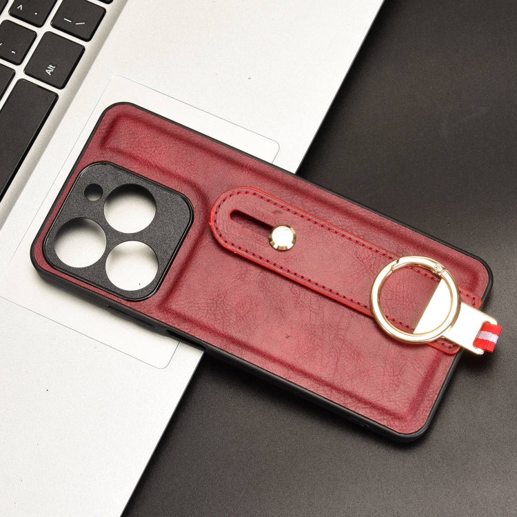 For Realme C63 4G / C61 4G Wristband Leather Back Phone Case