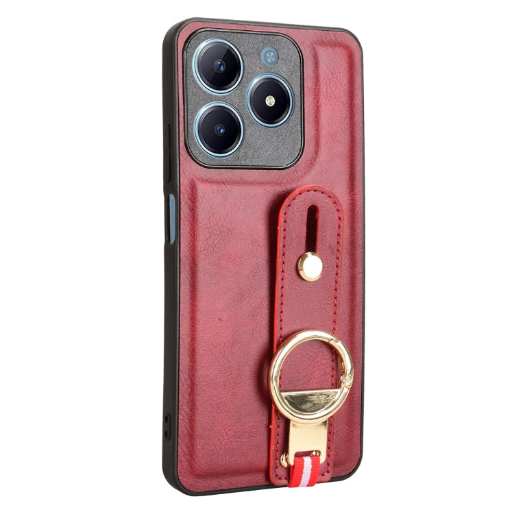 For Realme C63 4G / C61 4G Wristband Leather Back Phone Case