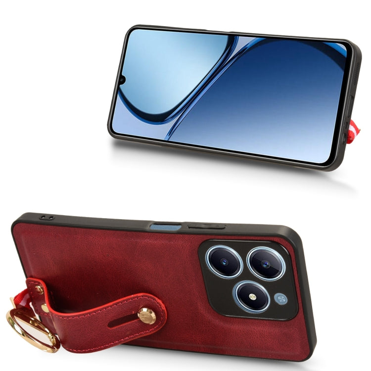 For Realme C63 4G / C61 4G Wristband Leather Back Phone Case