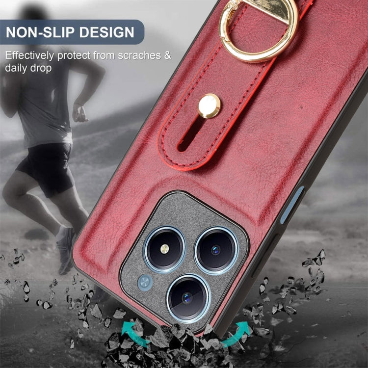 For Realme C63 4G / C61 4G Wristband Leather Back Phone Case