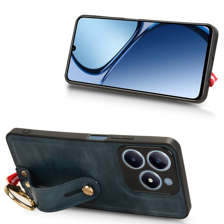 For Realme C63 4G / C61 4G Wristband Leather Back Phone Case