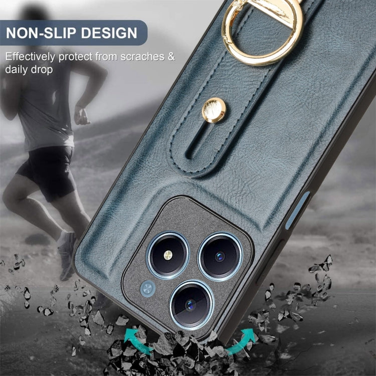 For Realme C63 4G / C61 4G Wristband Leather Back Phone Case