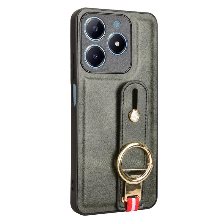 For Realme C63 4G / C61 4G Wristband Leather Back Phone Case