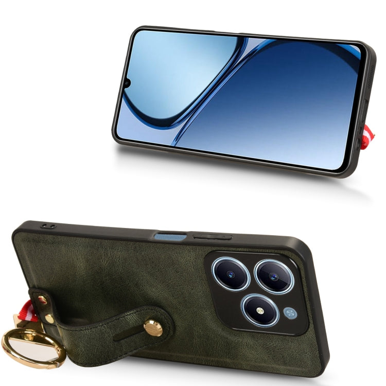 For Realme C63 4G / C61 4G Wristband Leather Back Phone Case