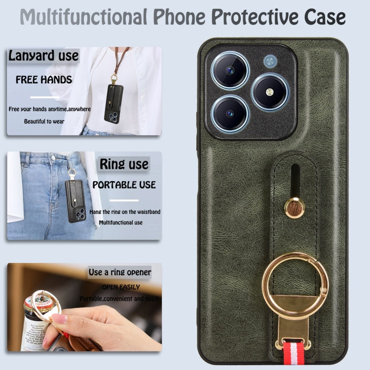 For Realme C63 4G / C61 4G Wristband Leather Back Phone Case
