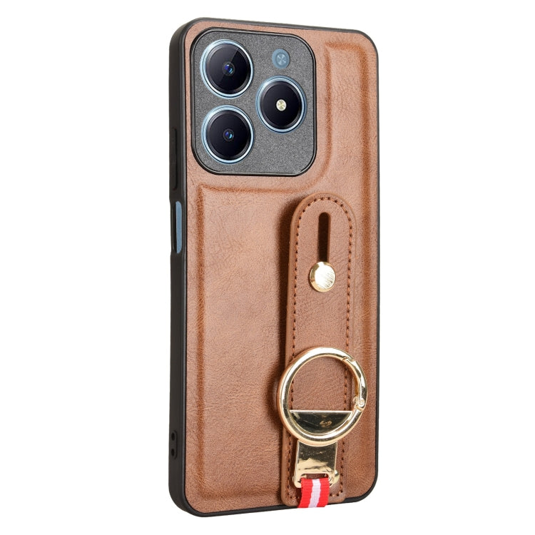 For Realme C63 4G / C61 4G Wristband Leather Back Phone Case