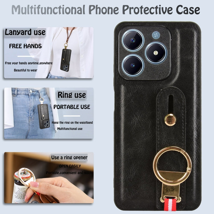 For Realme Narzo N63 4G Wristband Leather Back Phone Case