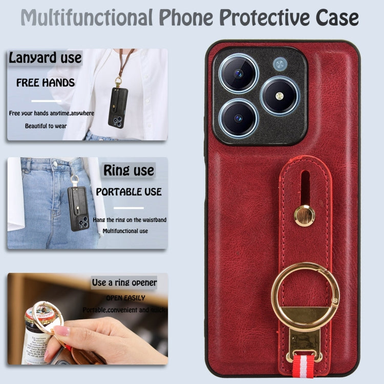 For Realme Narzo N63 4G Wristband Leather Back Phone Case