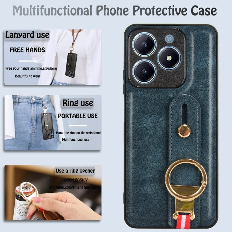 For Realme Narzo N63 4G Wristband Leather Back Phone Case