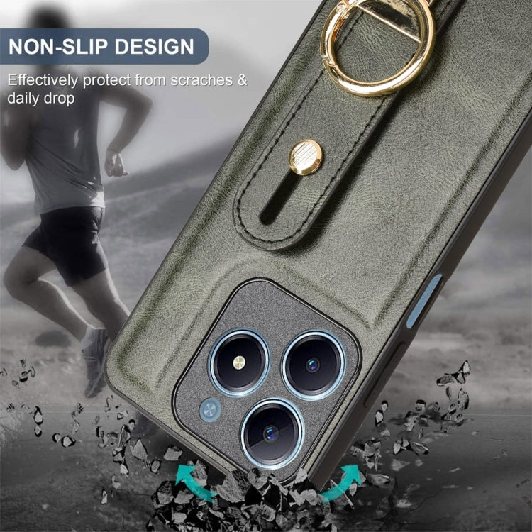 For Realme Narzo N63 4G Wristband Leather Back Phone Case