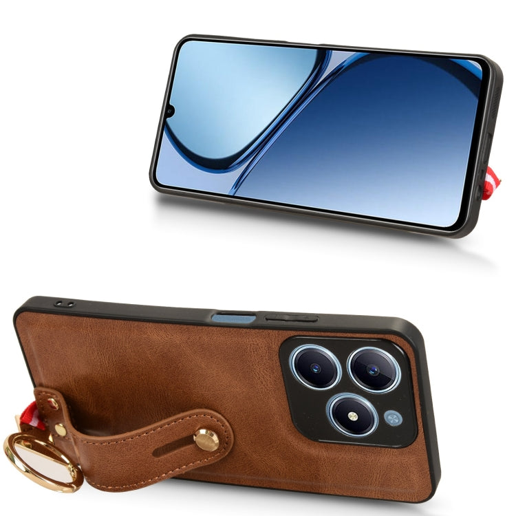 For Realme Narzo N63 4G Wristband Leather Back Phone Case