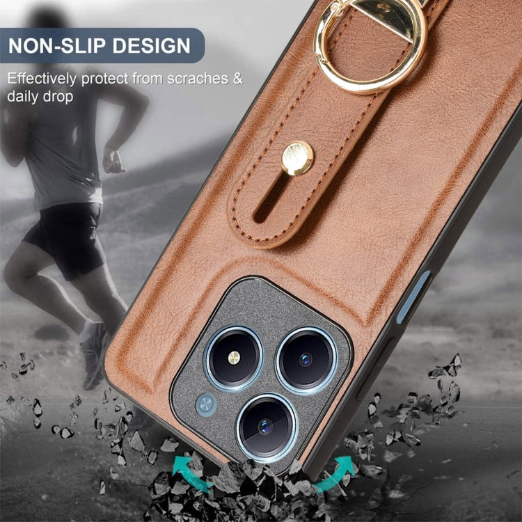 For Realme Narzo N63 4G Wristband Leather Back Phone Case