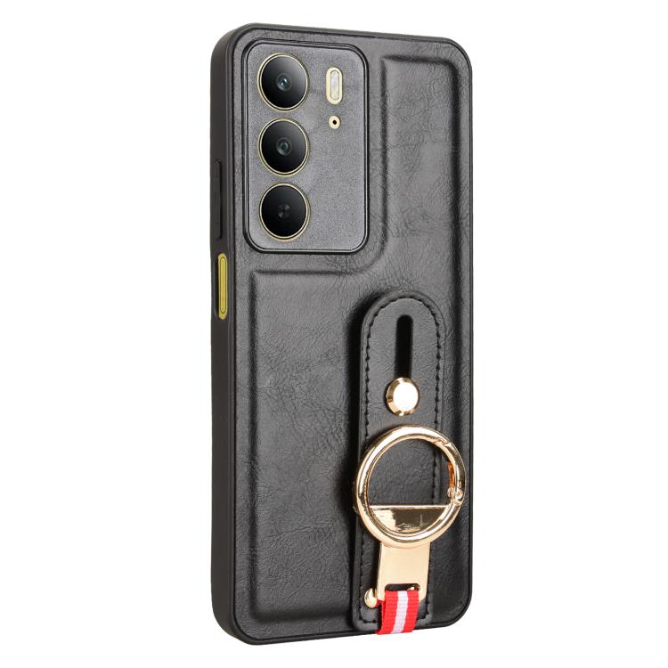 For Realme C75 Wristband Leather Back Phone Case