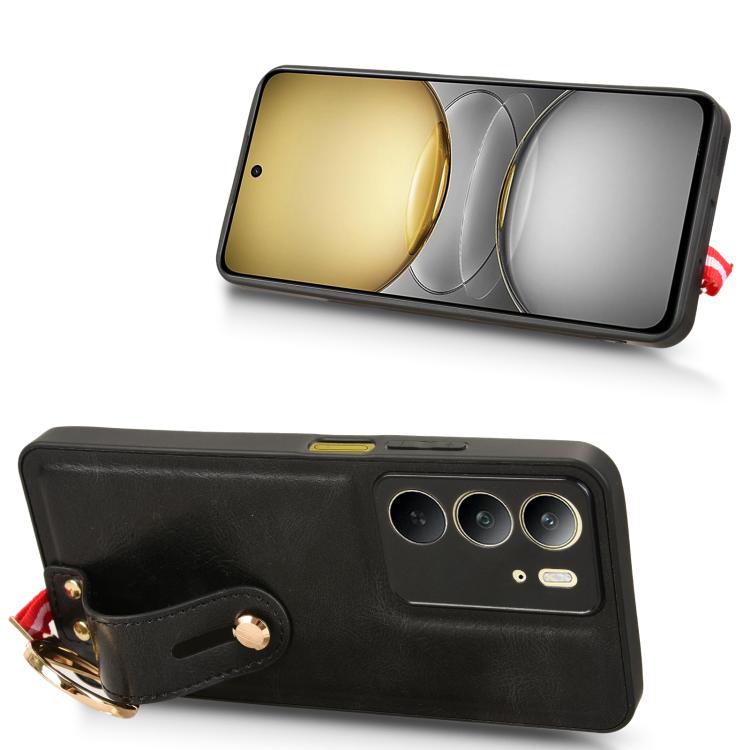 For Realme C75 Wristband Leather Back Phone Case