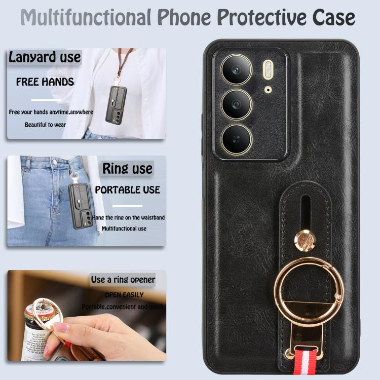 For Realme C75 Wristband Leather Back Phone Case