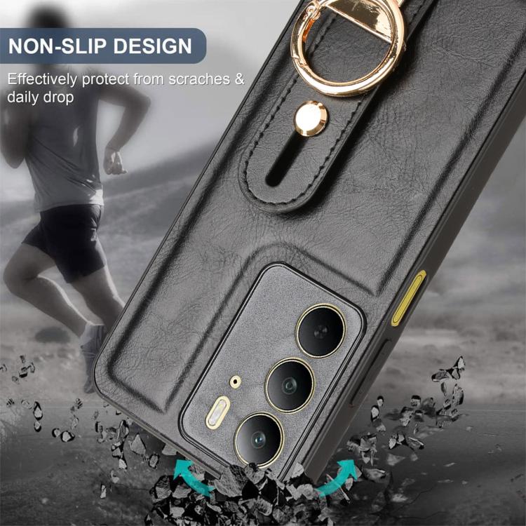 For Realme C75 Wristband Leather Back Phone Case